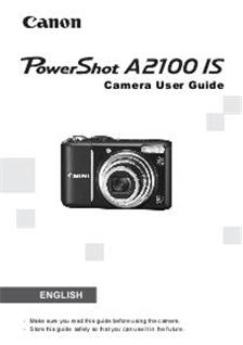 Canon PowerShot A2100 IS manual. Camera Instructions.